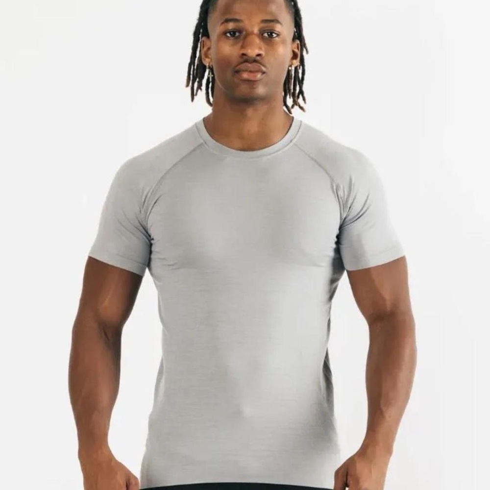 Alphalete Hero Seamless Tee Smoke Bomb Gray Mens Athletic Shirt AA-MHST-SMB101-L